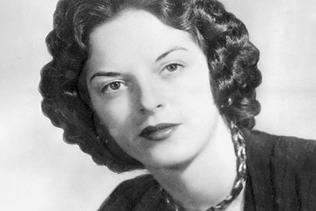 1955 black and white portrait of Carolyn Bryant Donham