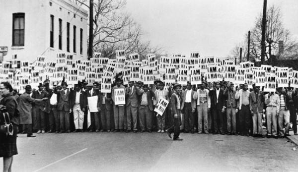 Photo by Earnest Withers: I Am A Man, Sanitation Workers Assemble Outside Clayborn Temple, Memphis, TN, 1968