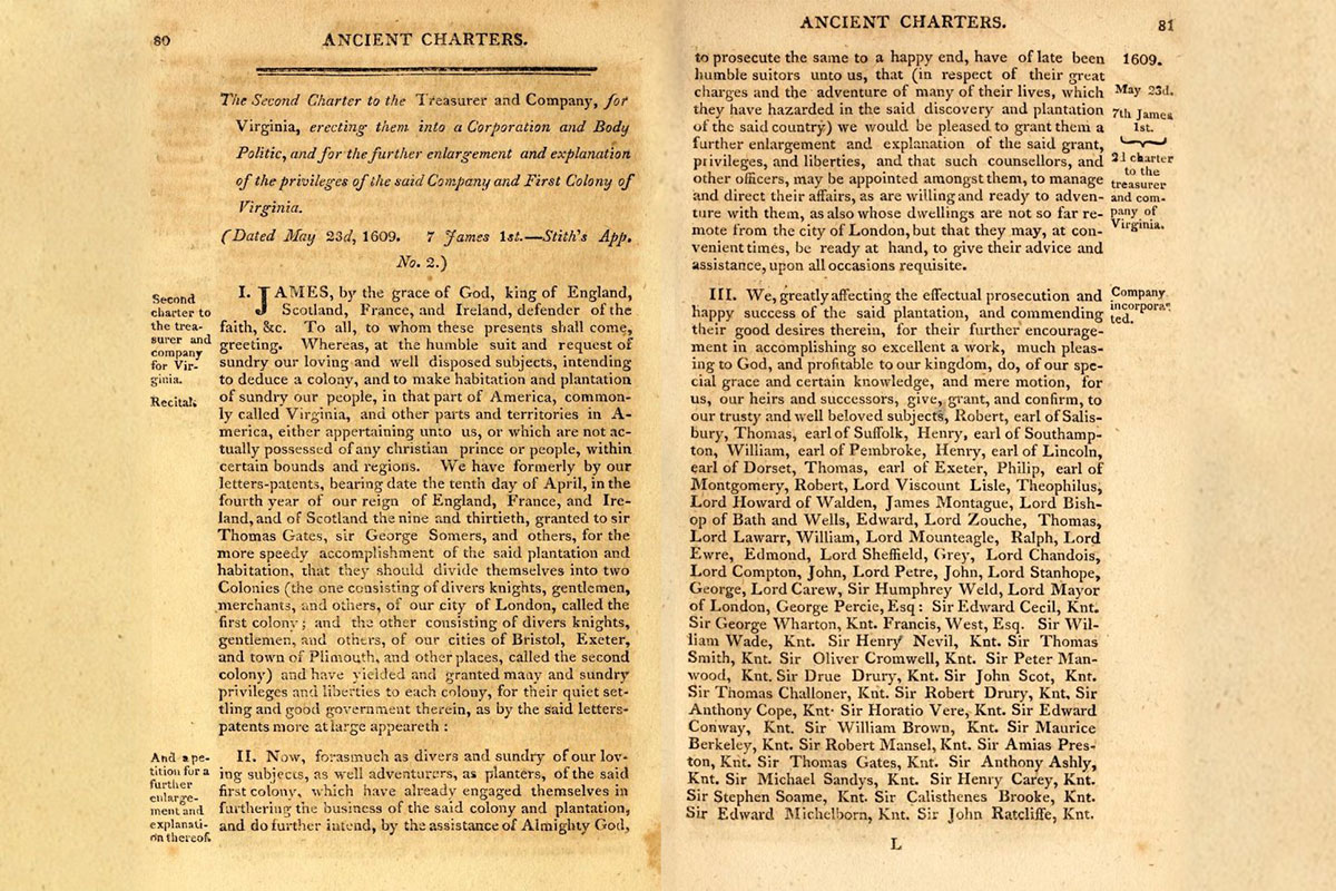 A two page spread in Ancient Charters