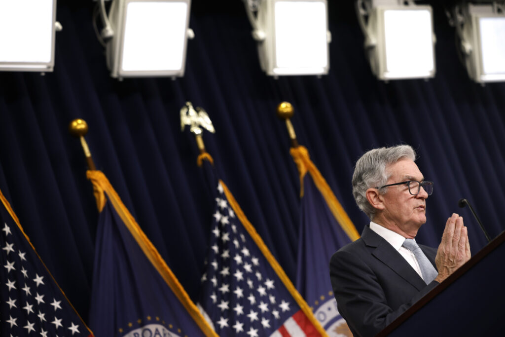 Fed Chair Jerome Powell answers questions during news conference