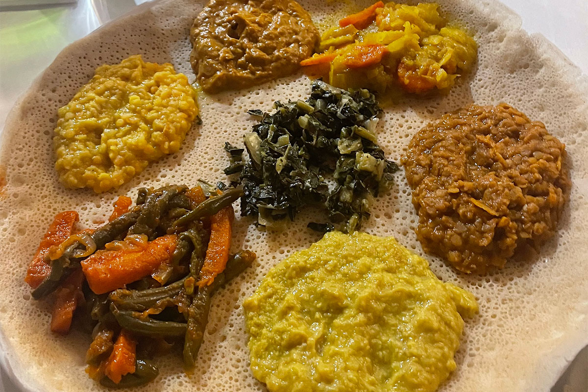 dinner plate from Ethiopian Restaurant (self-care)
