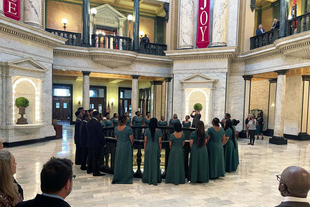 Jim Hill High School Choir singing at the Mississippi State Capitol