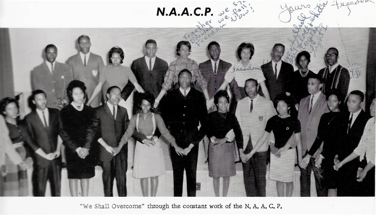 Leslie McLemore in the 1964 Rust College Yearbook seen here posed with the N.A.A.C.P. group