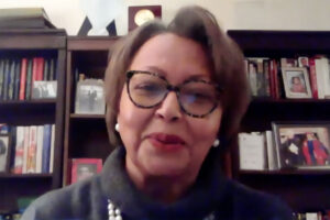 Dr. Beverly Hogan speaking in her office