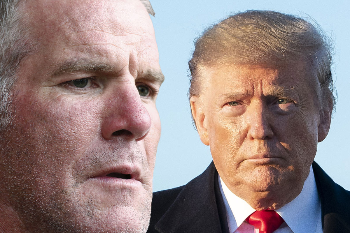 Brett Favre on the left and Donald Trump on the right
