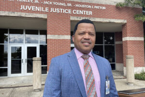 Hinds County Sheriff candidate Marshand Crisler standing outside the Juvenile Justice Center