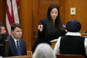 Attorney Paloma Wu speaking in court