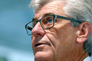 A close up of Phil Bryant, looking up