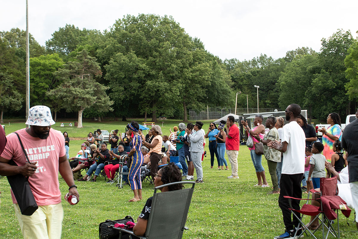 A large crowd gathered at an outdoor event