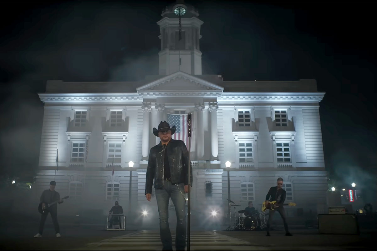 Screenshot from Jason Aldean's video for Try That in a Small Town