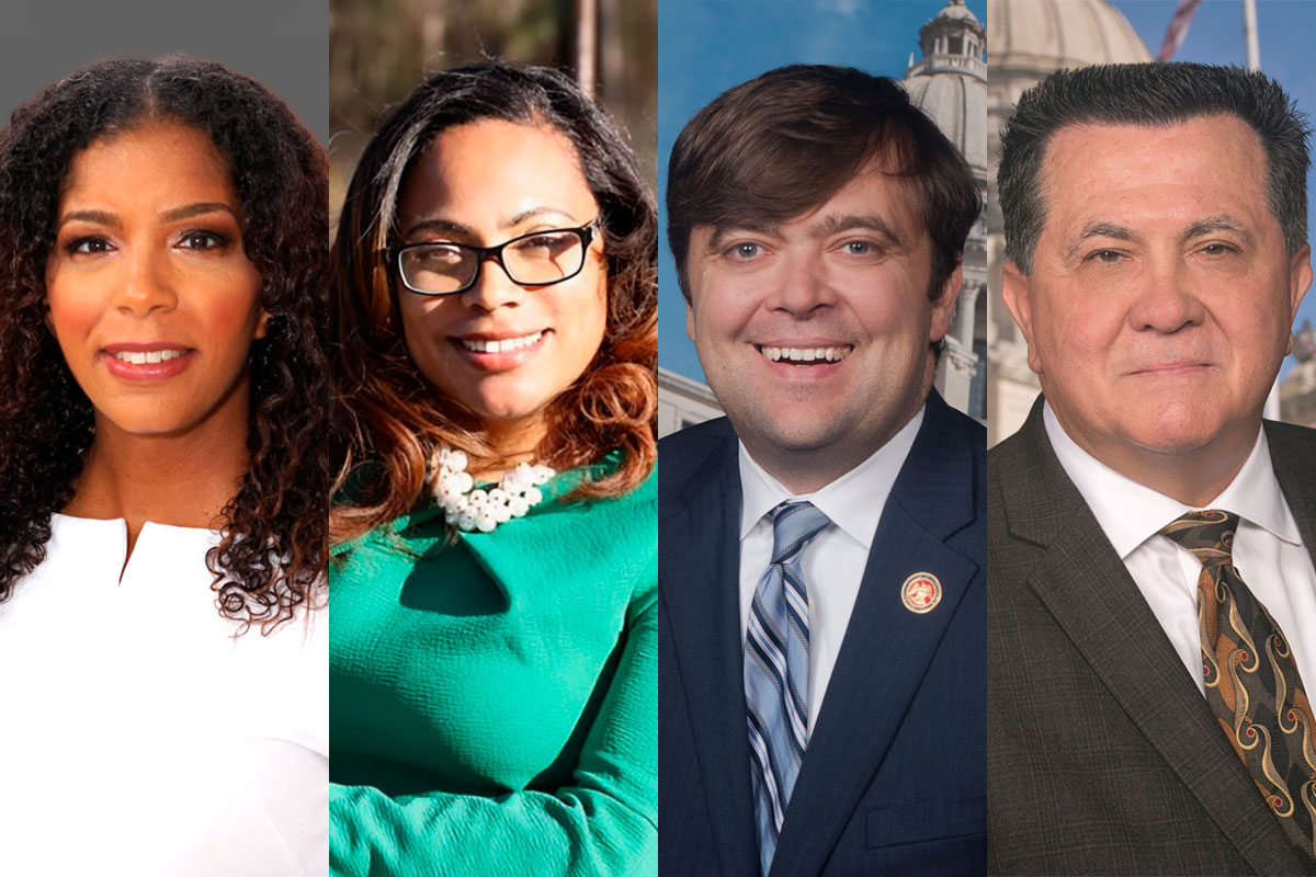 Side by side photos of candidates Rukia Lumumba, Roshunda Harris-Allen, Nick Bain, and Dale Goodin.