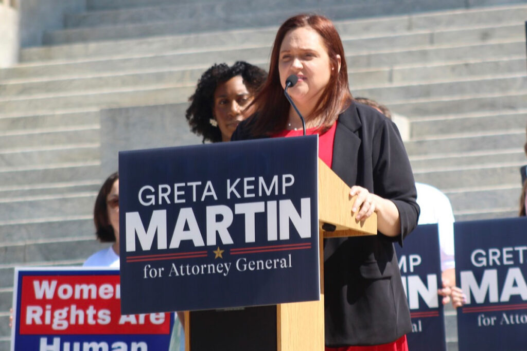 Greta Kemp Martin campaigning for Attorney General