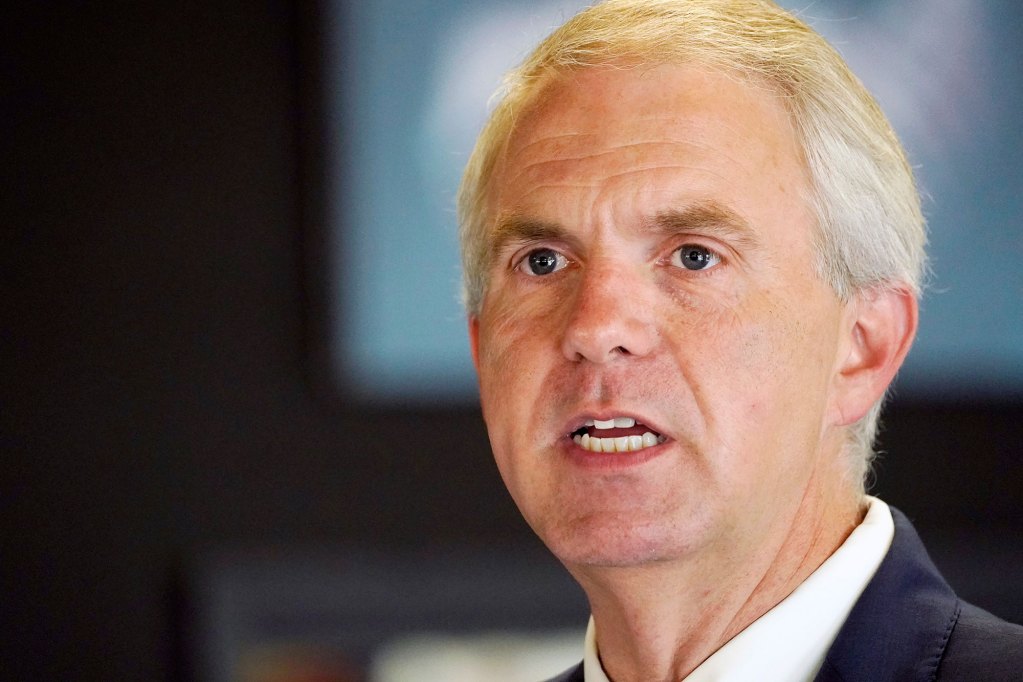 A closeup of Brandon Presley speaking