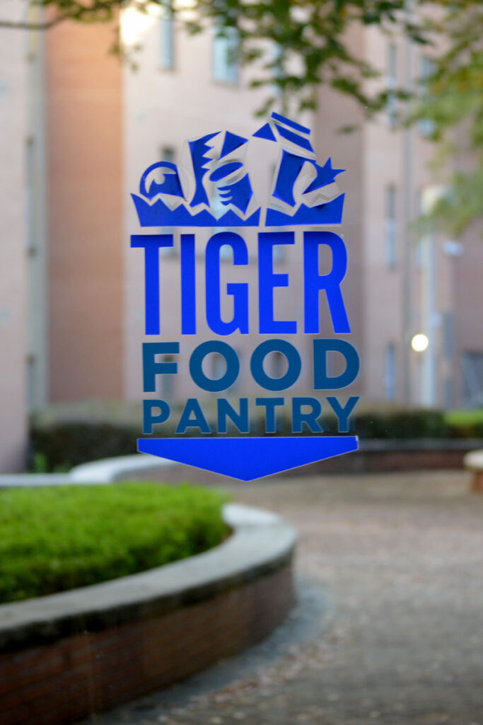 Tiger Food Pantry sign on door