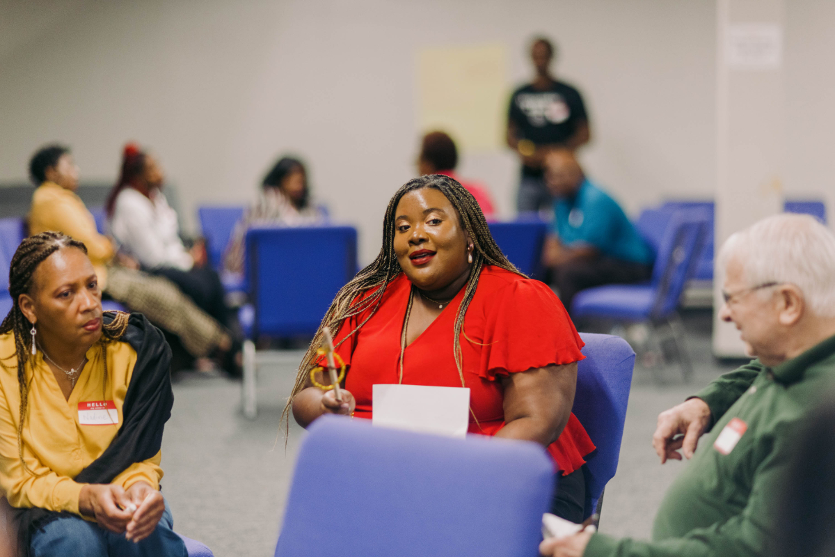 Solutions Circles members talking at the first gathering of 2023