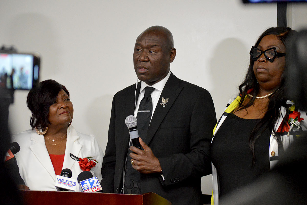 Bettersten Wade, Ben Crump and Tiffany Carter at press conference