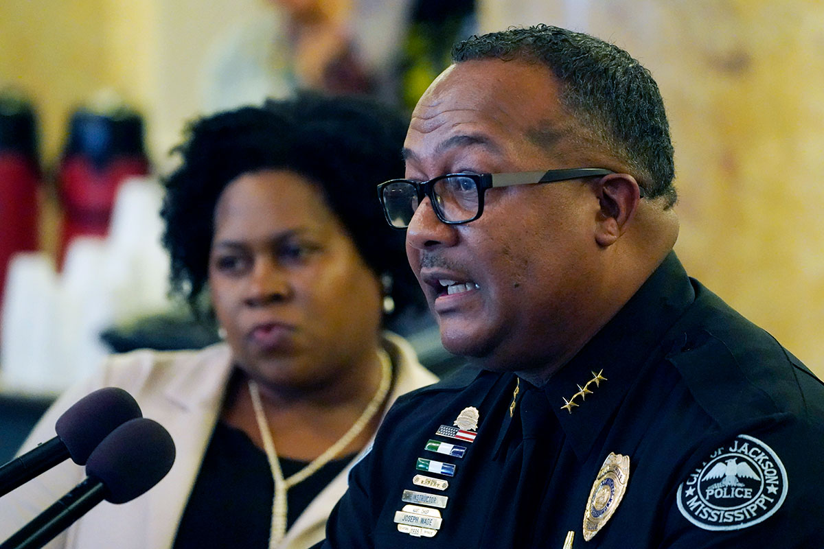 Jackson Police Assistant Chief Joseph Wade speaking during a hearing
