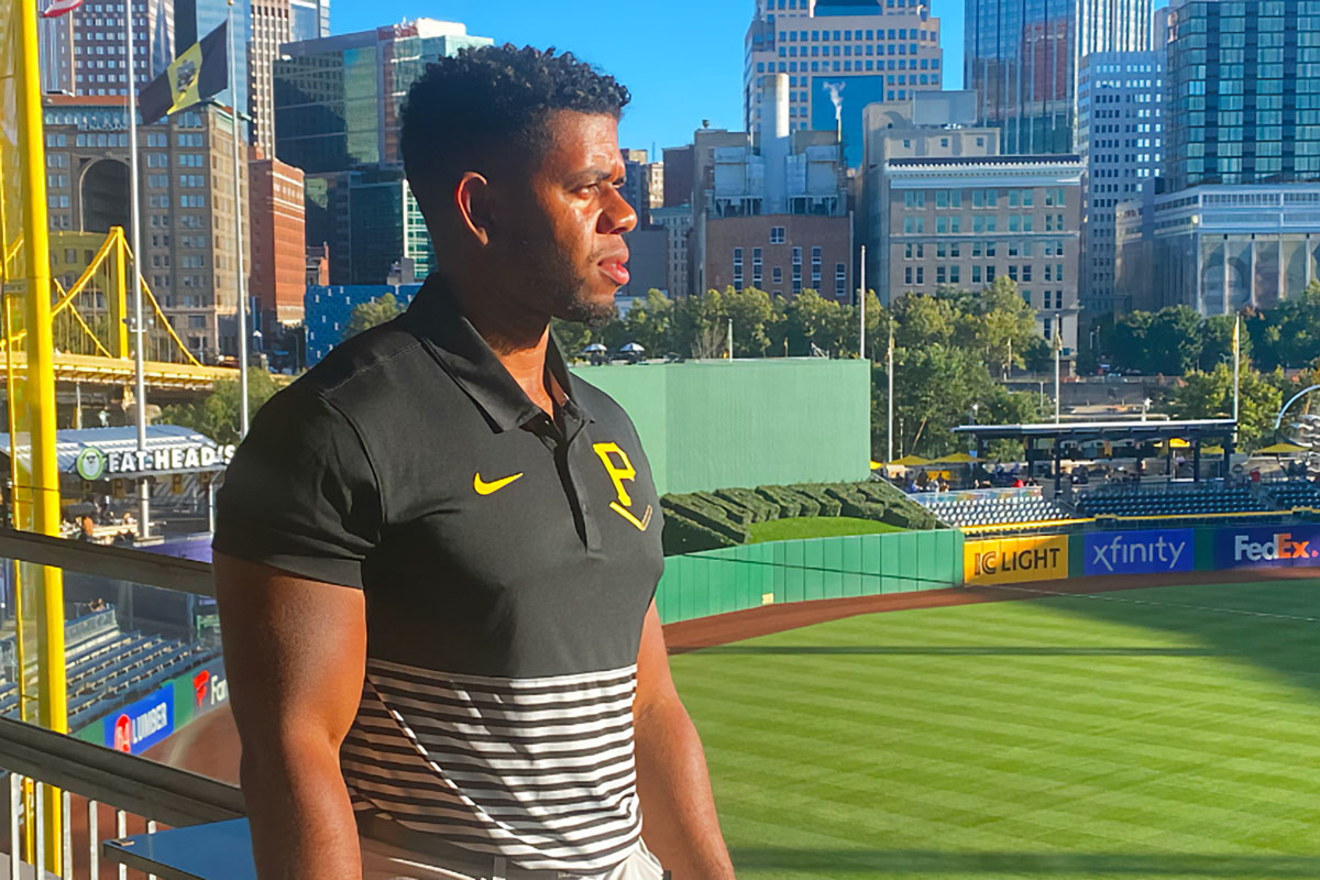 Brandon Rembert standing in the stands of the Pirates PNC baseball park