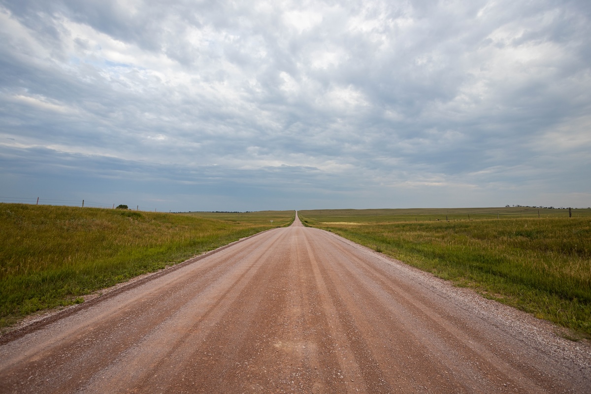dirt road in the middle of farmland in Nebraska (rural)