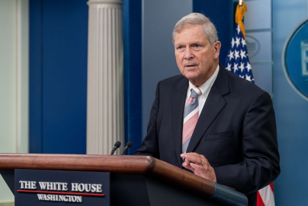 Secretary of Agriculture Tom Vilsack participates in a press briefing