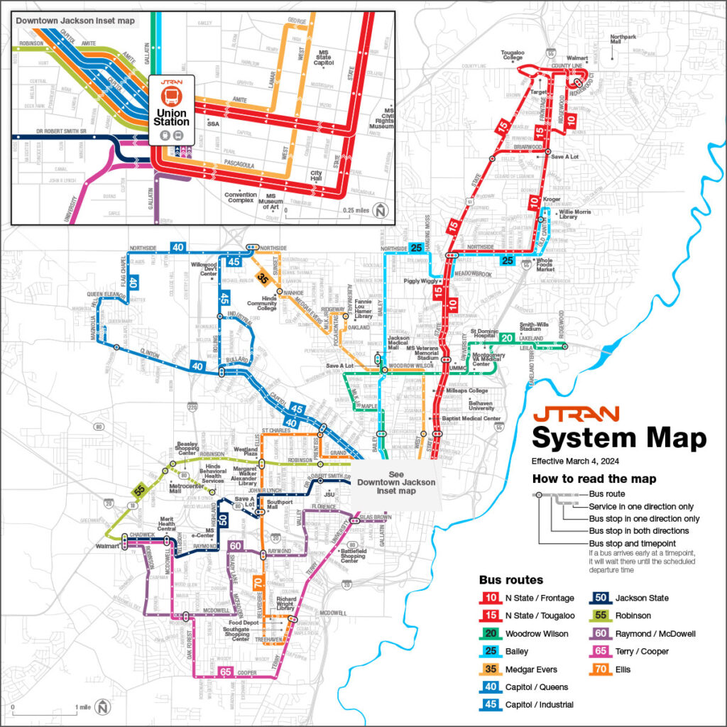 JTRAN system map effective March 2024
