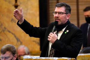 Rep. Dan Eubanks, of Walls, asks a question from the floor of the House Chamber at the Capitol