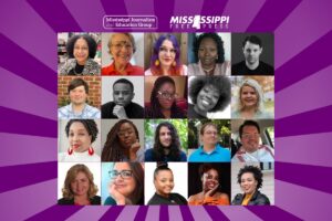 A collage of diverse people on a purple background, labeled Mississippi Free Press