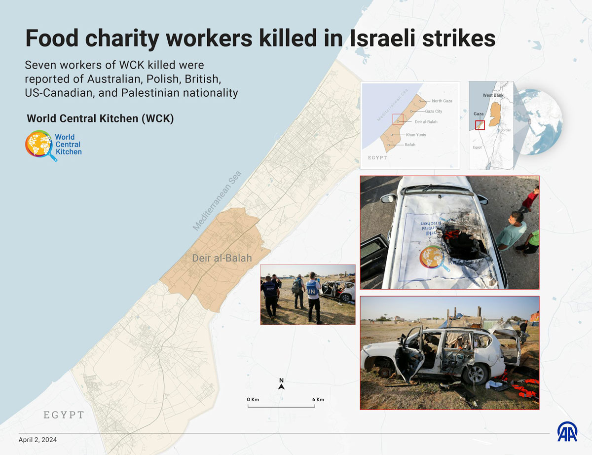 A map shows a section of Gaza highlighted, with images of the vehicles that were hit with Israeli strikes