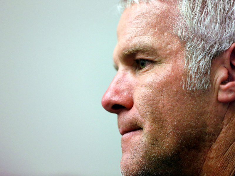 Closeup of NFL quarterback Brett Favre