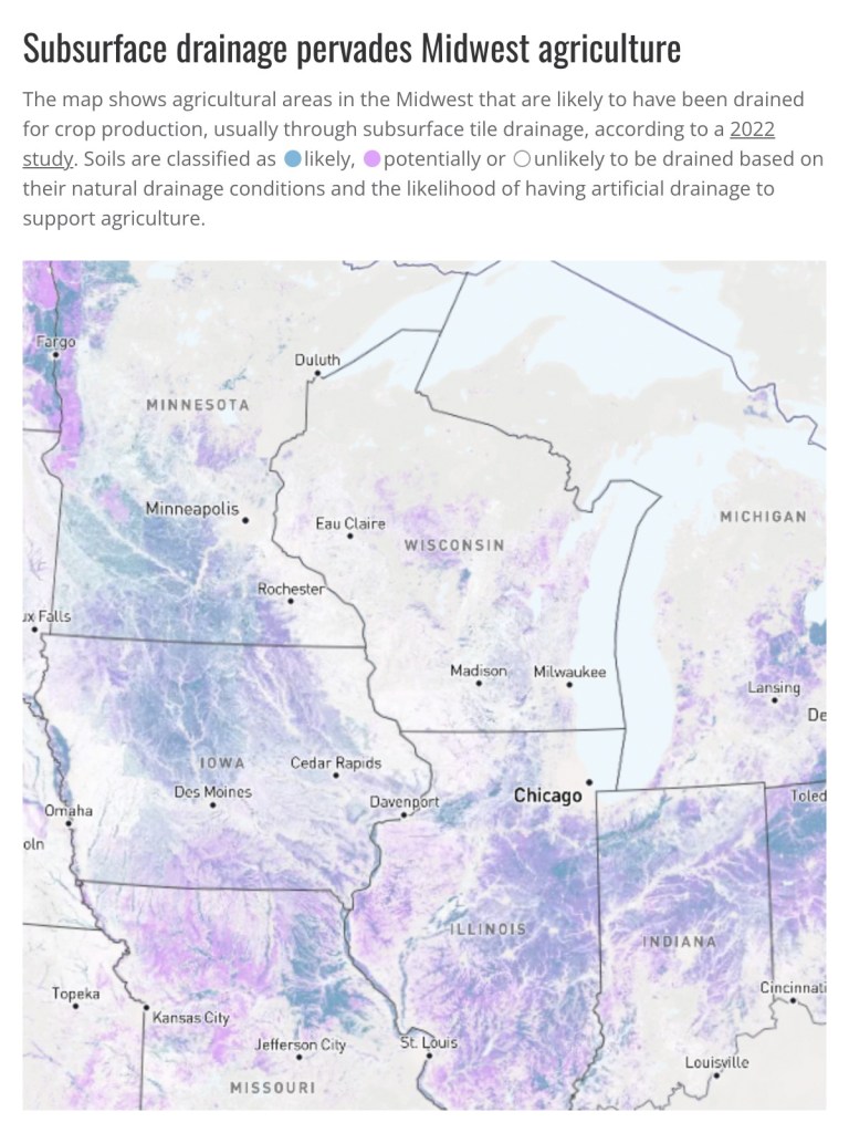 Subsurface drainage pervades Midwest agriculture map