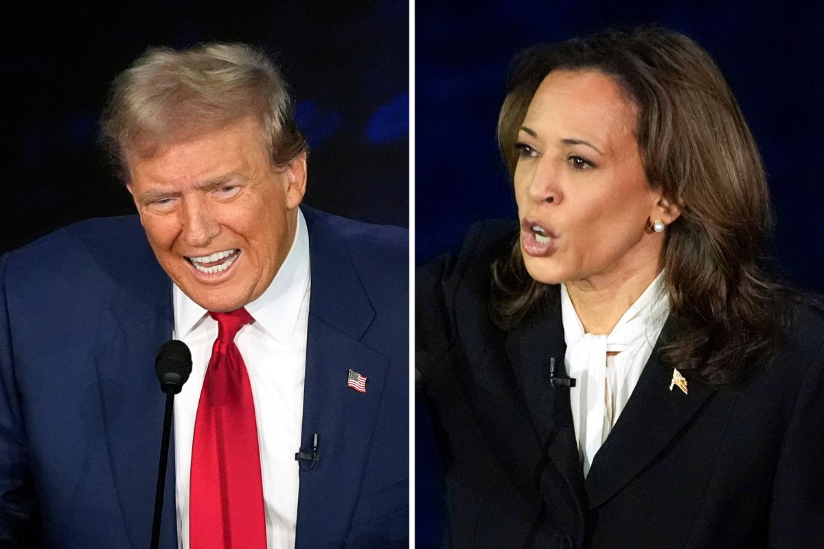 This combination of photos shows Republican presidential nominee former President Donald Trump, left, and Democratic presidential nominee Vice President Kamala Harris
