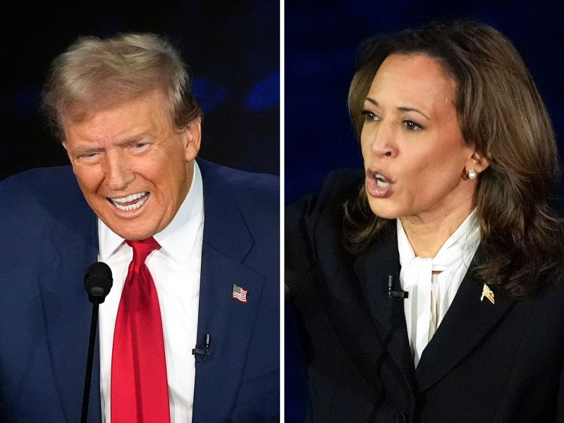This combination of photos shows Republican presidential nominee former President Donald Trump, left, and Democratic presidential nominee Vice President Kamala Harris