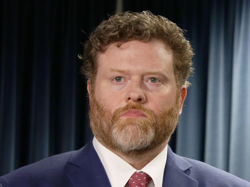 Drew Snider seen at a press conference