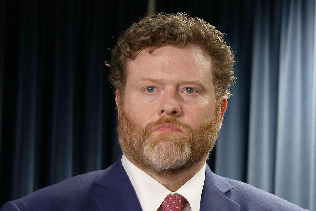 Drew Snider seen at a press conference