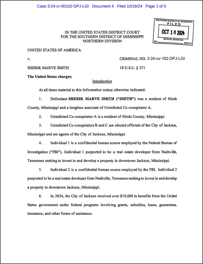 Sherik Marve Smith bill of information