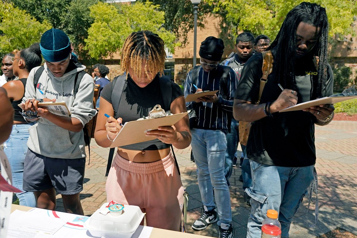 Jackson State University students register to vote during the JSU Votes Civic Engagement Initiative