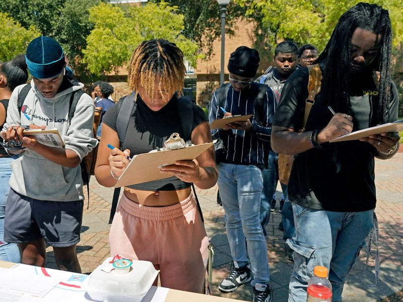 Jackson State University students register to vote during the JSU Votes Civic Engagement Initiative