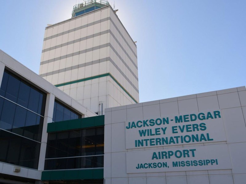 The exterior building of the Jackson - Medgar Wiley Evers International Airport