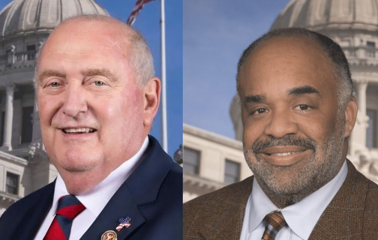 Two official portraits, one of an older white man and the other of an older black man