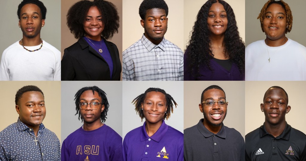 10 photos of black college students tiled beside each other