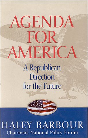 The book cover for “Agenda for America: A Republican Director for the Future” featuring US flag motifs.