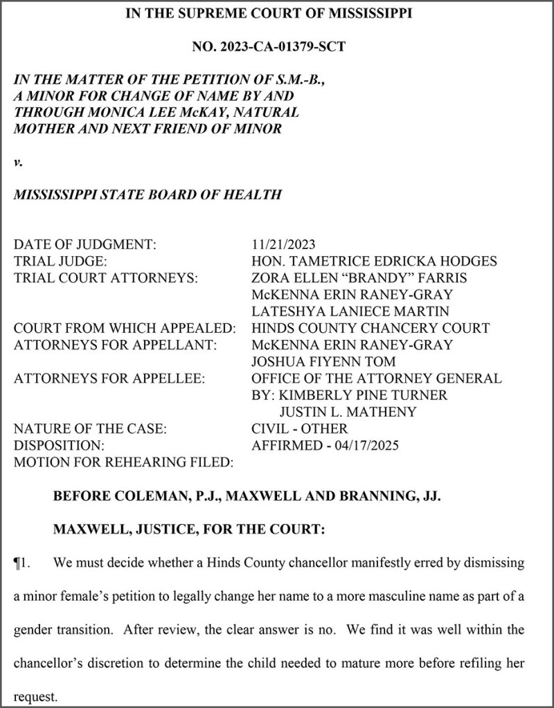 IN THE MATTER OF THE PETITION OF S.M.-B., A MINOR FOR CHANGE OF NAME BY AND THROUGH MONICA LEE MCKAY, NATURAL MOTHER AND NEXT FRIEND OF MINOR
