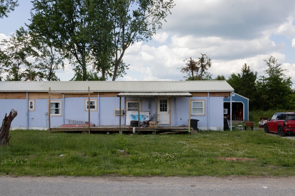 a damaged mobile home