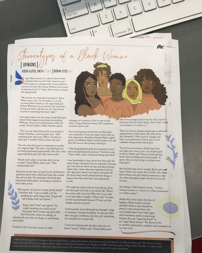 A print out of an opinion column by Kiden-Aloyse Smith