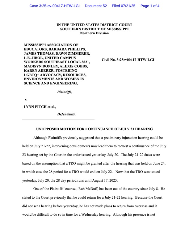 a screenshot of the first page of the motion