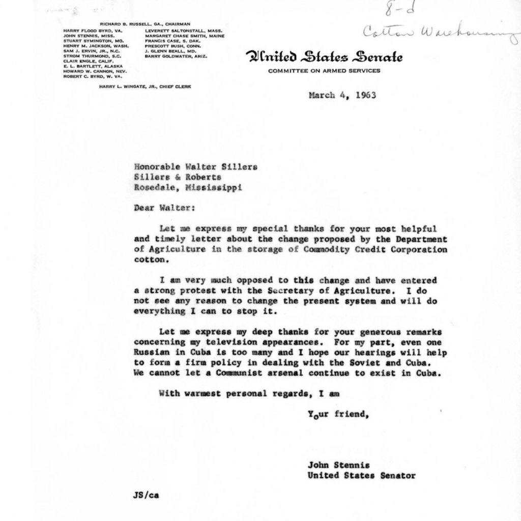 A typed letter on the letterhead of the U.S. Congress, Committee on Armed Forces begins 'Dear Walter: