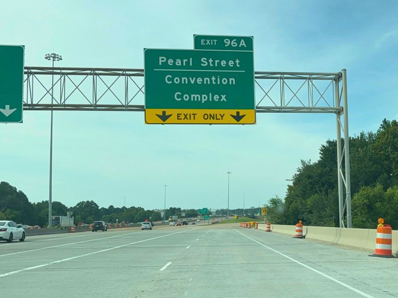 A view on the interstate of Pearl Street exit 96A