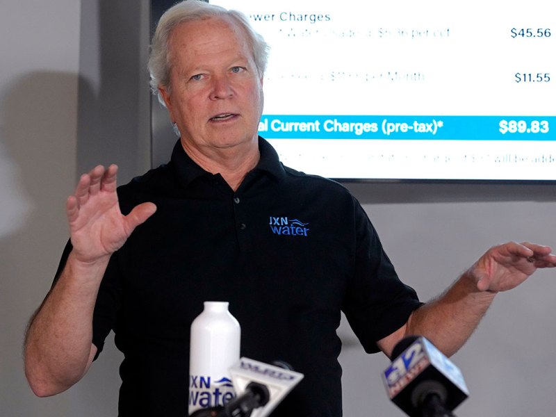 Ted Henifin, interim third-party manager for JXN Water, speaking at a press conference