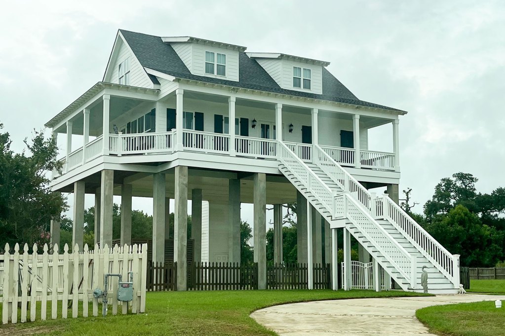 A white elevated house