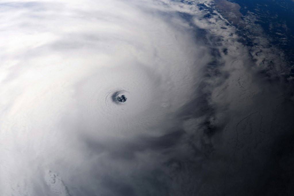 An overhead view of a hurricane formation